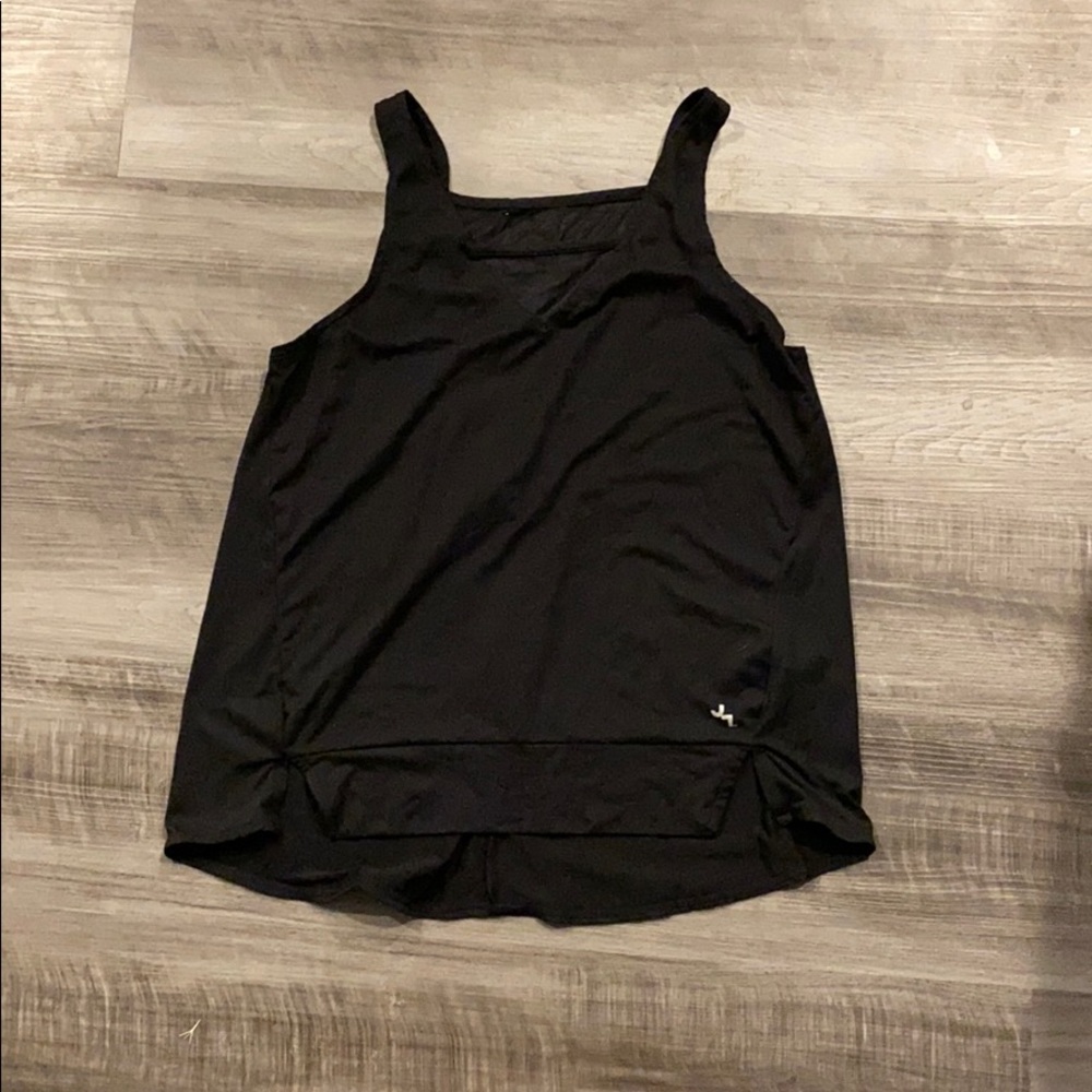 Black workout top with mesh